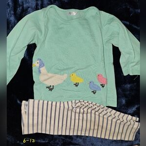 Baby Boden playset Duck Embroidered Outfit - Green and Striped